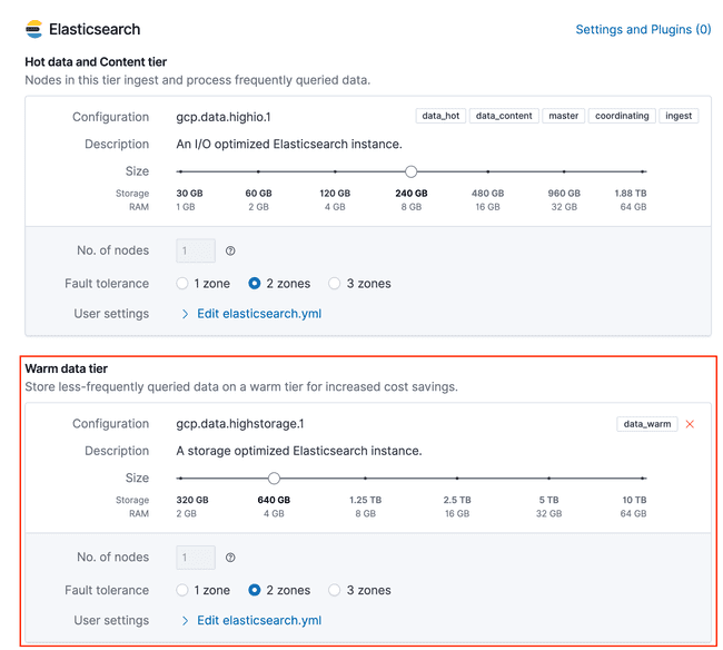 Elastic Cloud Warm Tier